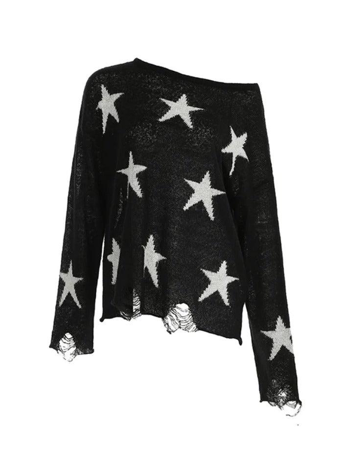 Star Print Oversized Sweaters