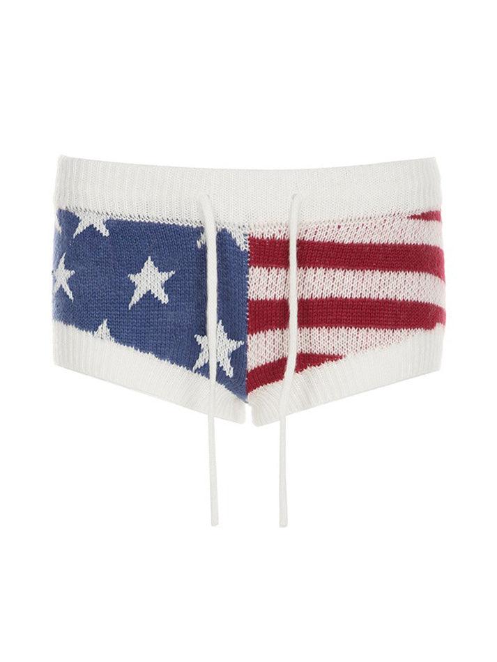 Star Contrast Striped Knit Shorts