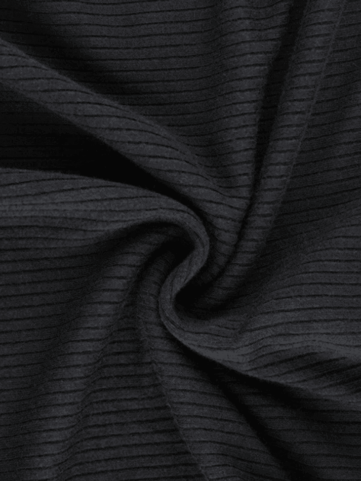 Black Ruffle Ribbed Long Sleeve Wrap Mini Dress - AnotherChill