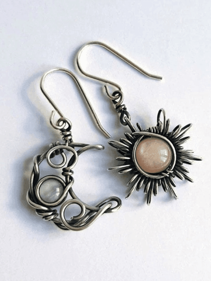 Boho Sun Moon Pendant Stud Earring - AnotherChill