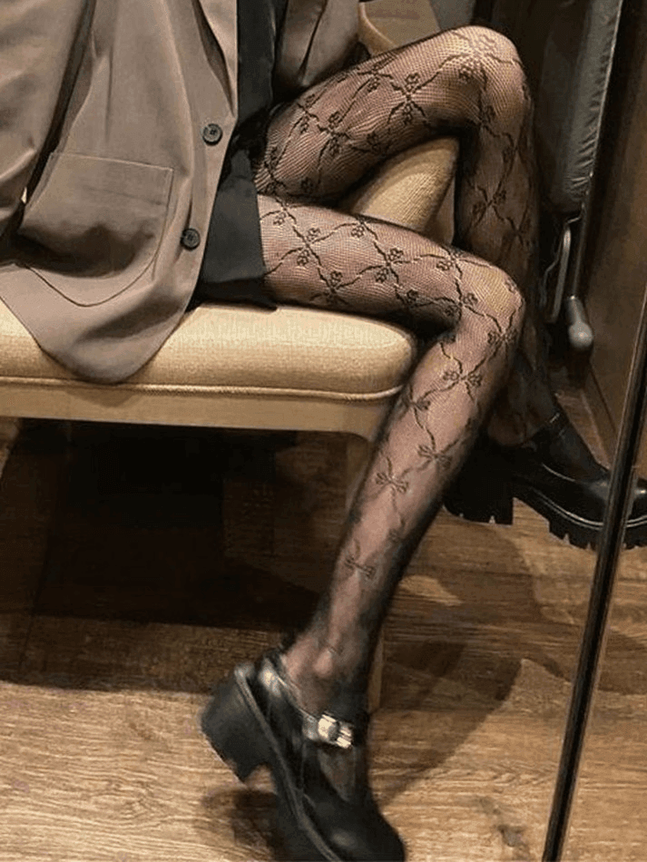 Bow Pattern Mesh Tights - AnotherChill