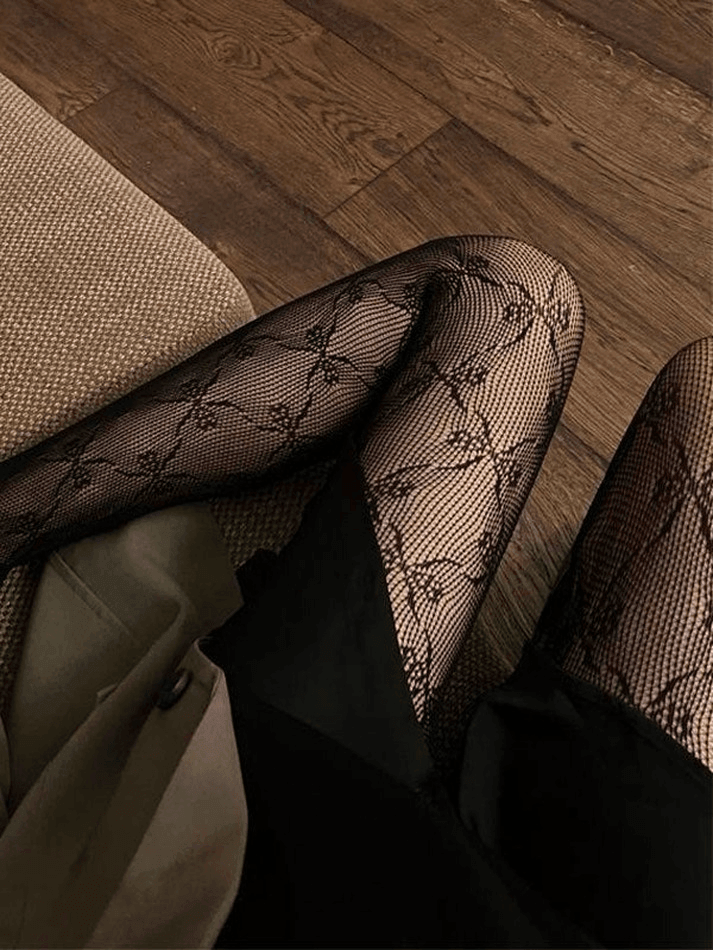 Bow Pattern Mesh Tights - AnotherChill