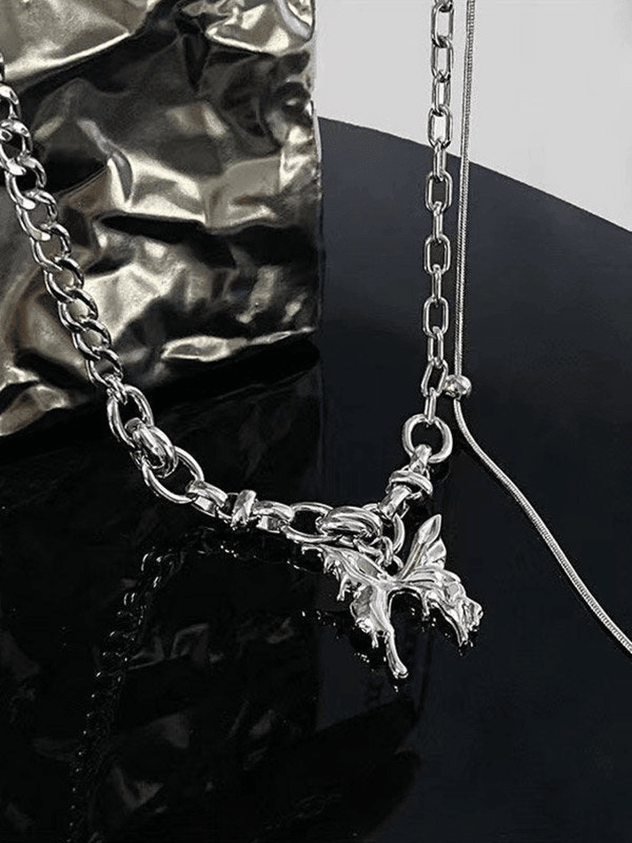 Butterfly Pendant Link Chain Necklace - AnotherChill