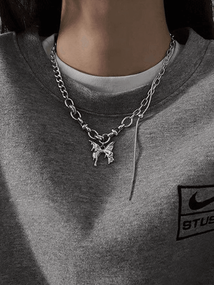 Butterfly Pendant Link Chain Necklace - AnotherChill