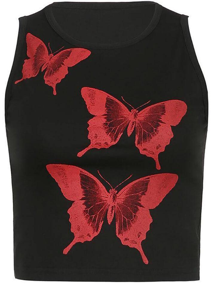 Butterfly Print Crop Tank Top - AnotherChill