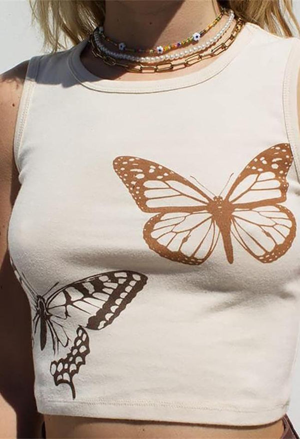 Butterfly Print Crop Top - AnotherChill
