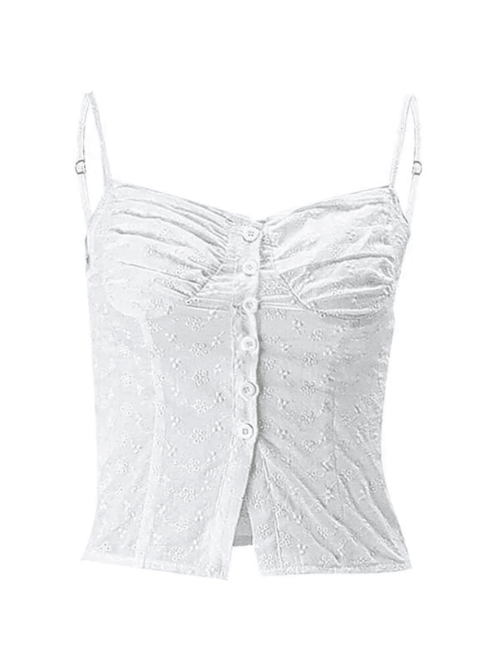 Buttoned Broderie Lace Cami Top - AnotherChill