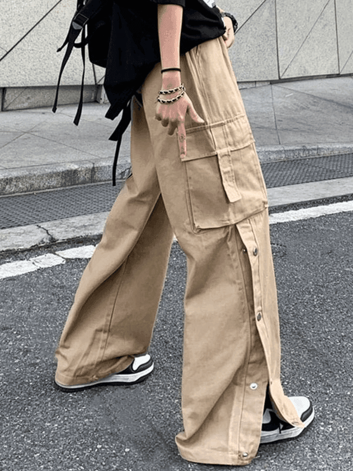 Buttoned Pocket Patch Cargo Pants - AnotherChill