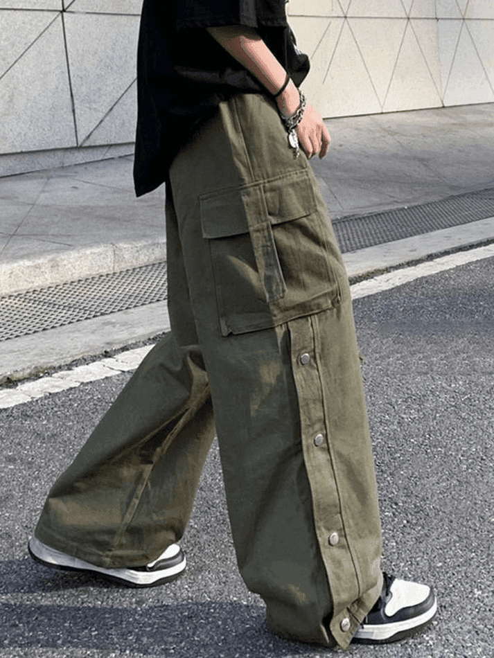 Buttoned Pocket Patch Cargo Pants - AnotherChill