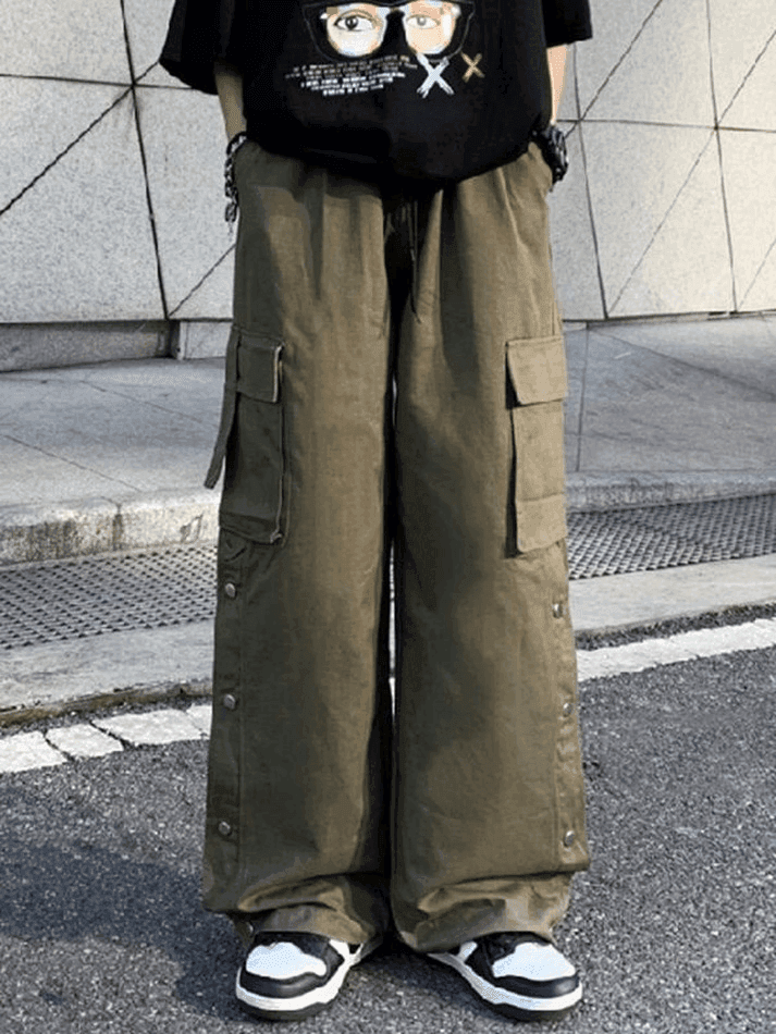 Buttoned Pocket Patch Cargo Pants - AnotherChill