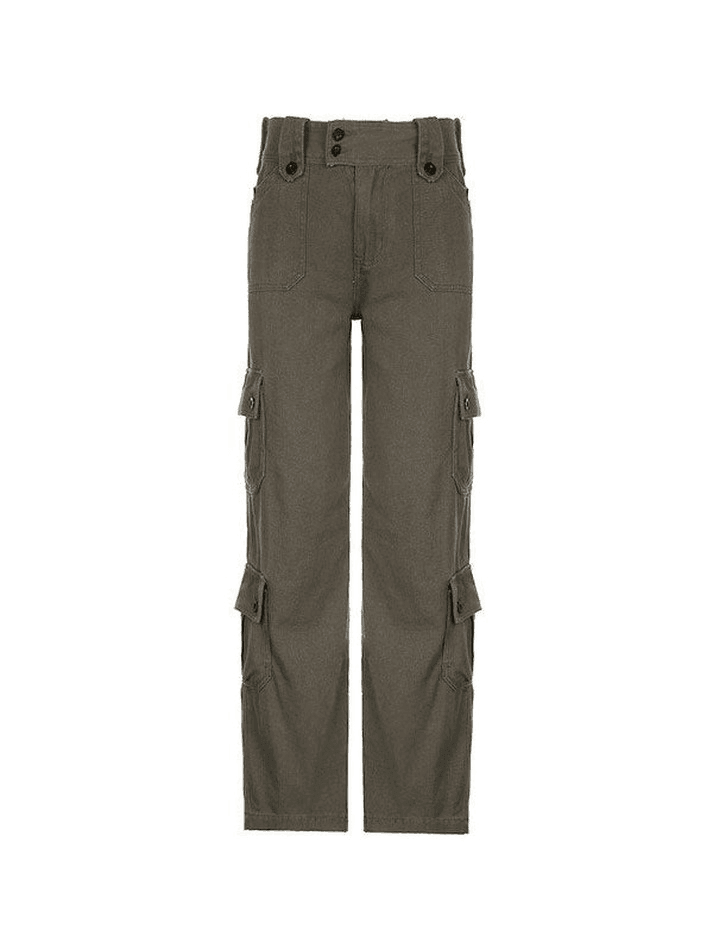 Buttoned Straight-Leg Cargo Jeans - AnotherChill