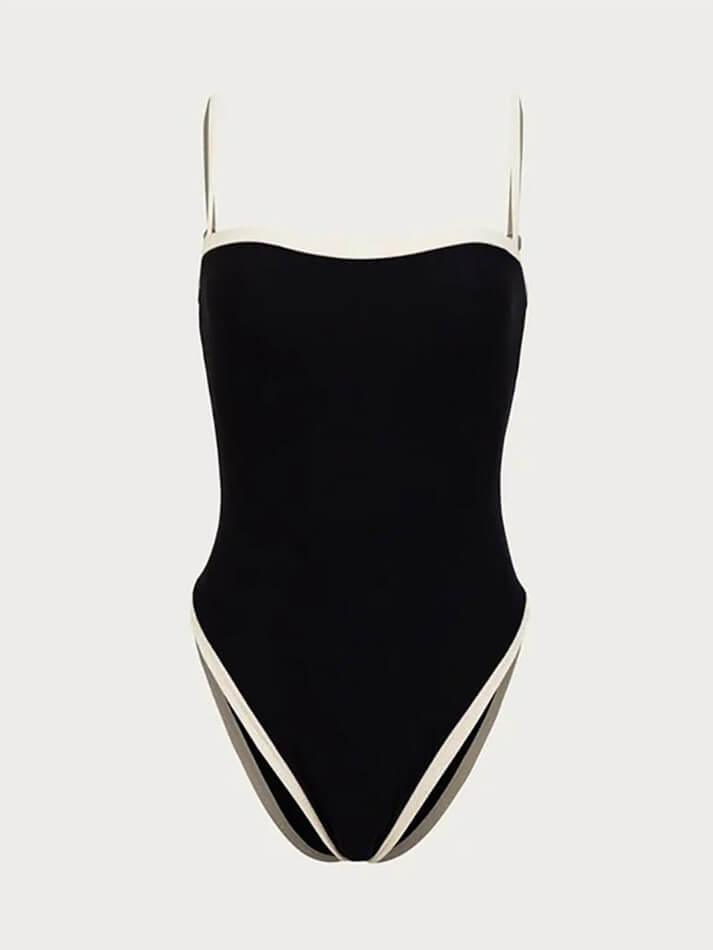 Contrast Binding Basic One Piece Swimsuit - AnotherChill