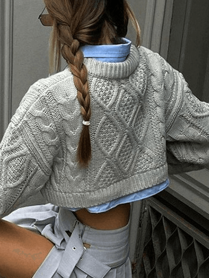 Cable Knit Cropped Sweater - AnotherChill