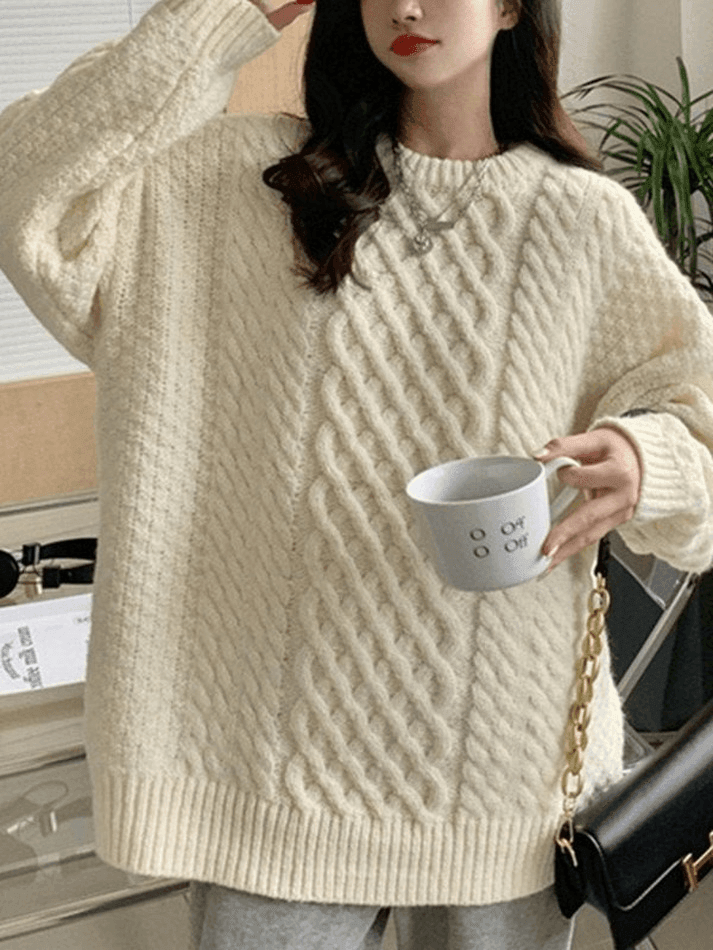 Cable Knit Pullover Sweater - AnotherChill