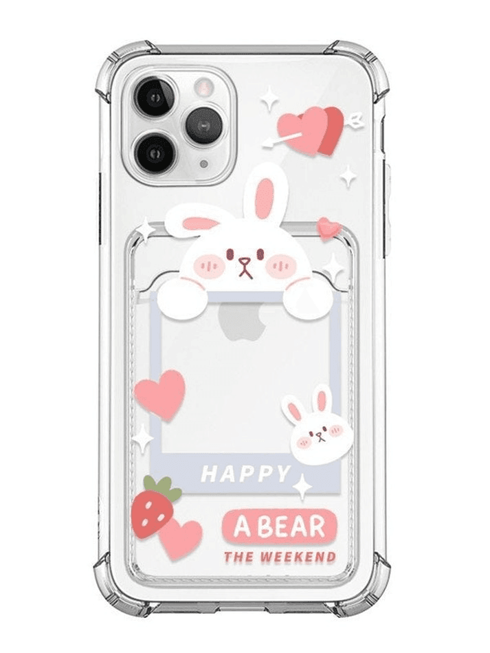 Card Holder Detail Cartoon Pattern Clear Iphone Case - AnotherChill