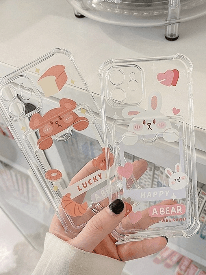 Card Holder Detail Cartoon Pattern Clear Iphone Case - AnotherChill