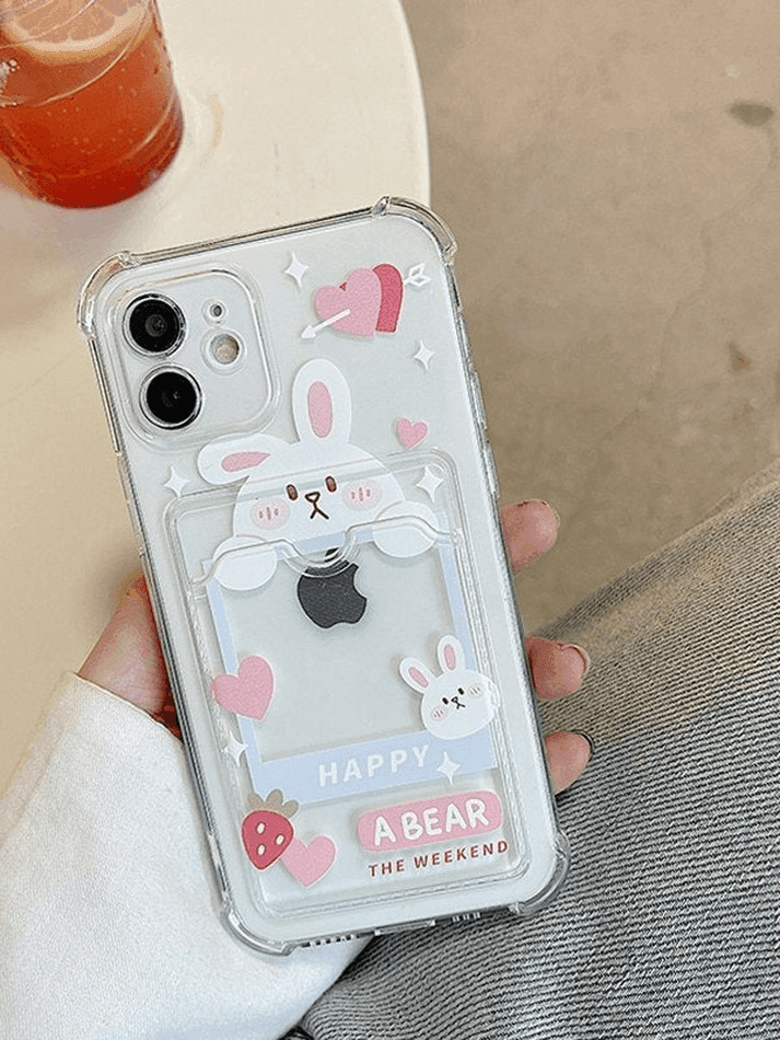 Card Holder Detail Cartoon Pattern Clear Iphone Case - AnotherChill