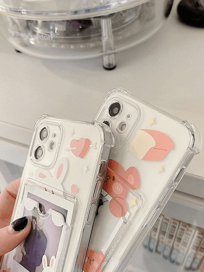 Card Holder Detail Cartoon Pattern Clear Iphone Case - AnotherChill