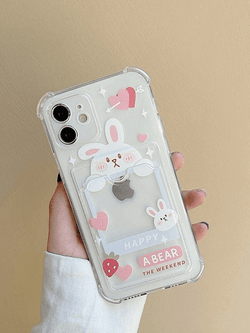 Card Holder Detail Cartoon Pattern Clear Iphone Case - AnotherChill