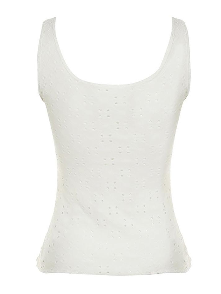 Hollow-Out Tie Textured Tank Top