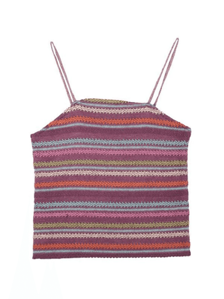 Color Block Striped Knitted Crop Cami Top - AnotherChill