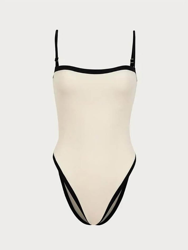 Contrast Binding Basic One Piece Swimsuit - AnotherChill