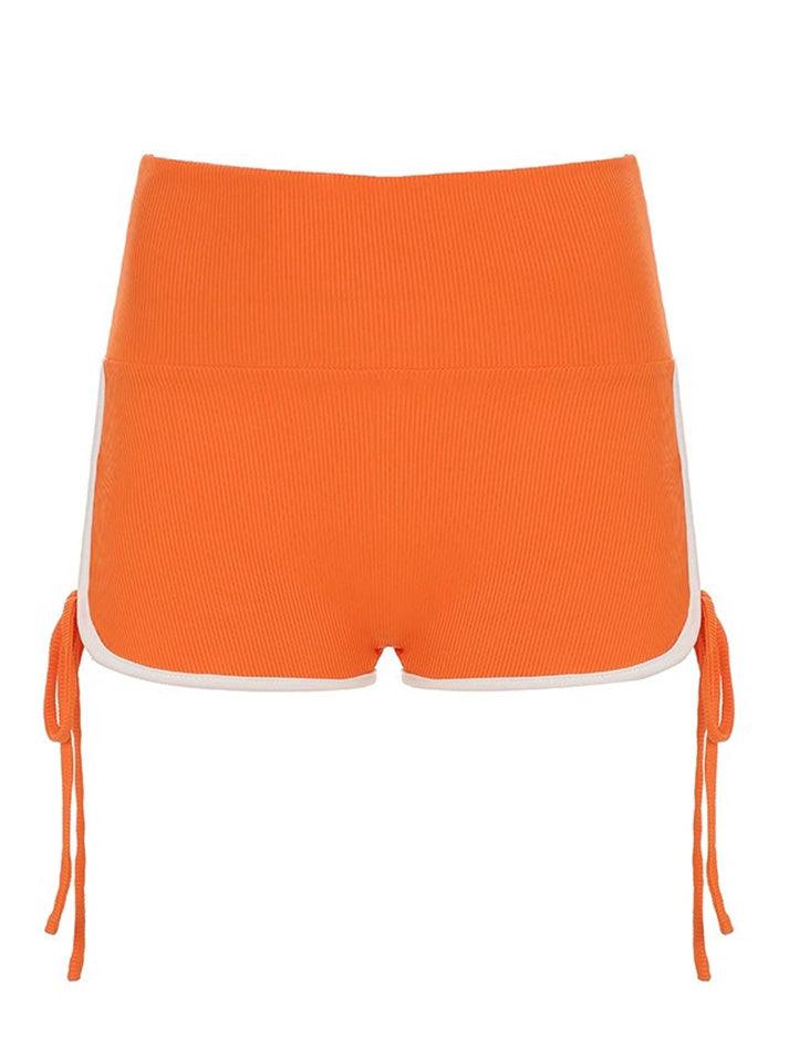 Contrast Bow High-Waist Sports Shorts - AnotherChill