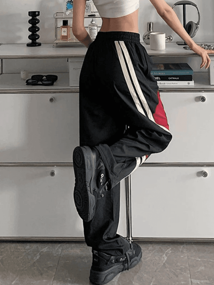 Contrast Paneled Black Baggy Sweatpants - AnotherChill