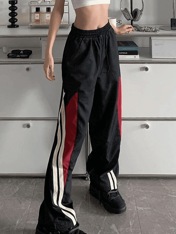 Contrast Paneled Black Baggy Sweatpants - AnotherChill