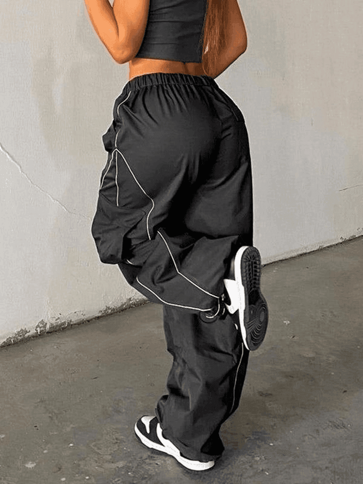 Contrast Piping Flap Pocket Cargo Pants - AnotherChill