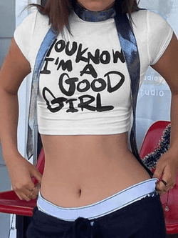 Contrast Slogan Printed Crop Top - AnotherChill