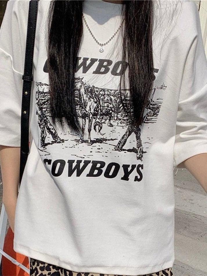 Cowboy Letter Print Tee - AnotherChill