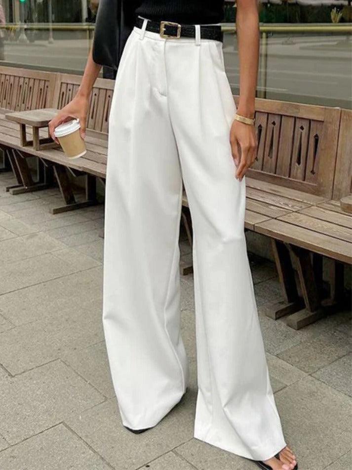 White High Rise Tailored Pants - AnotherChill