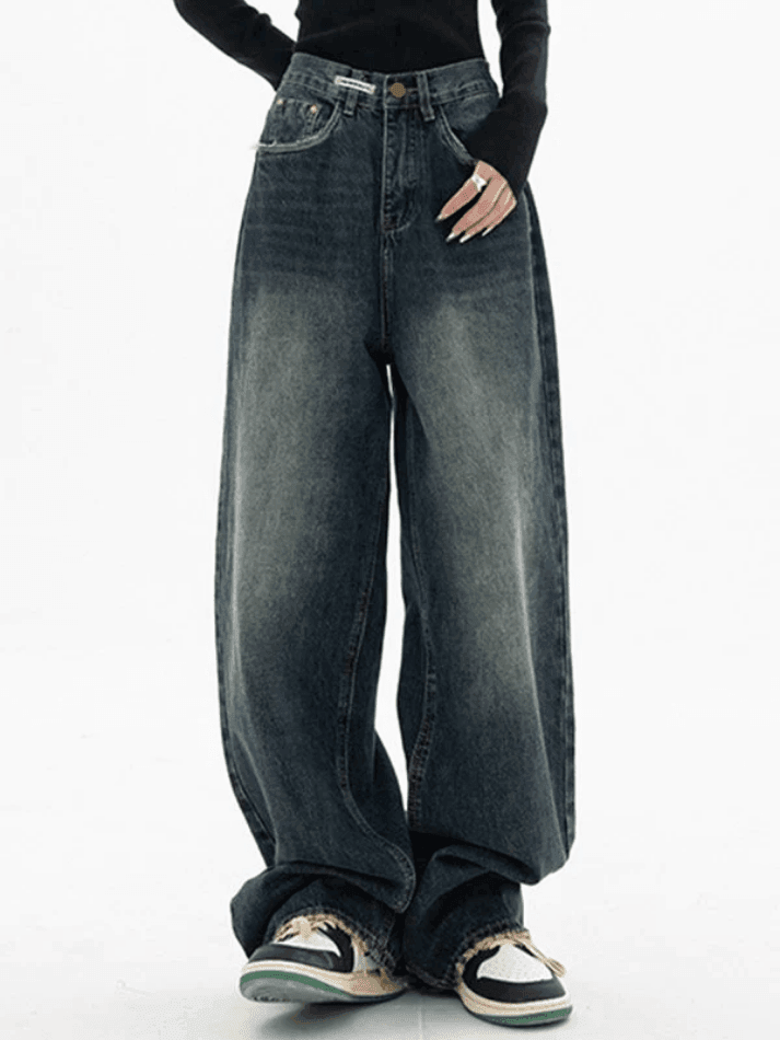 Dark Wash Vintage Baggy Boyfriend Jeans - AnotherChill