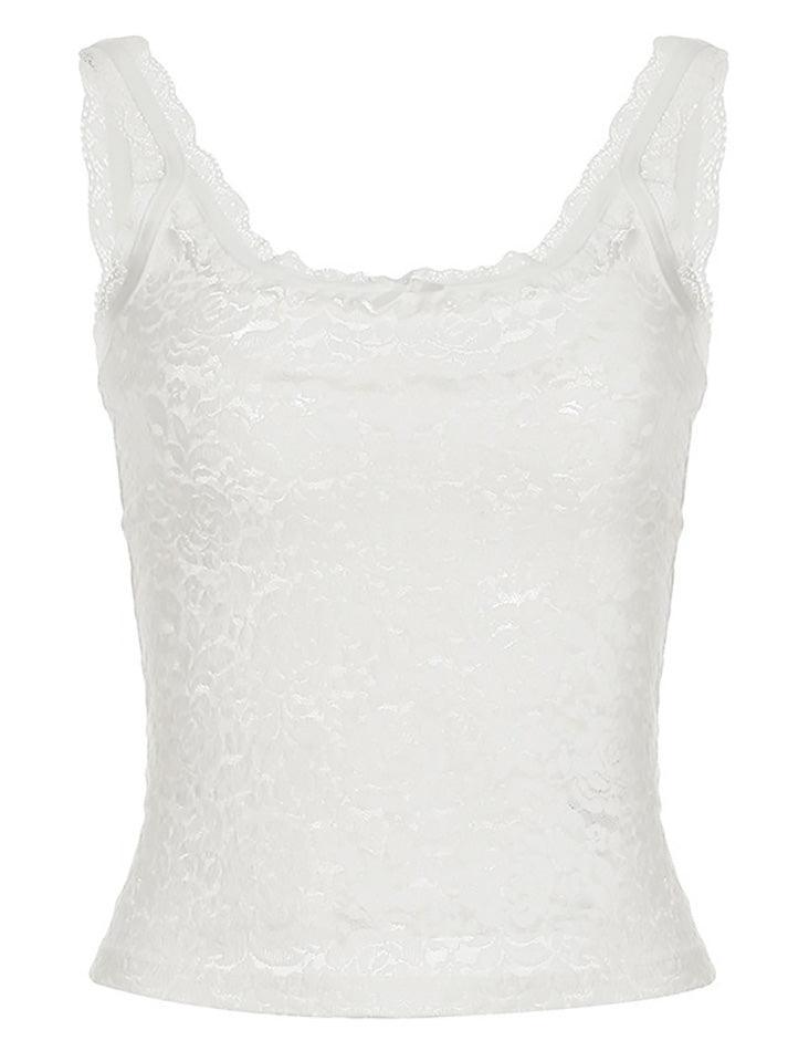 Vintage Lace Square Neck Bow Tank Top