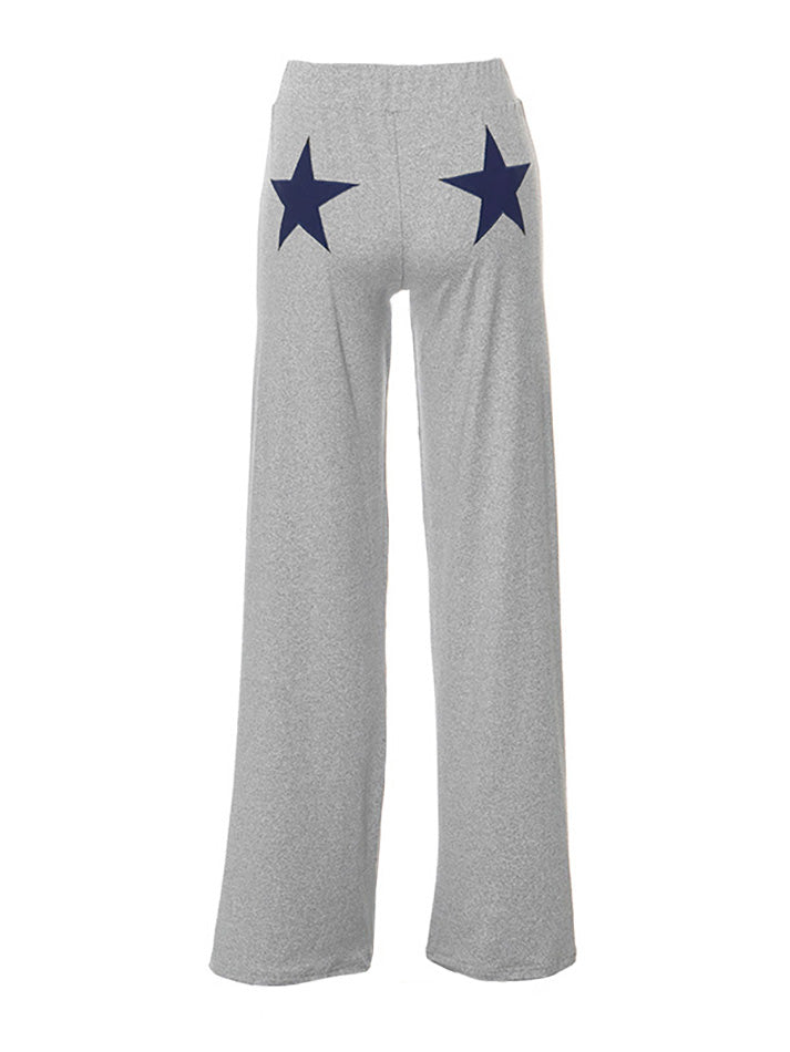 Embroidered Star Fold-over Straight Leg Sweatpants