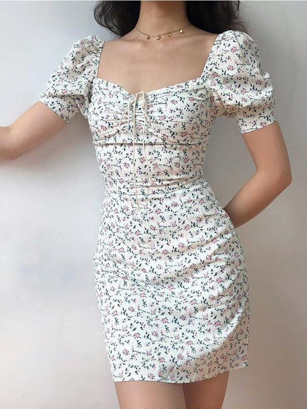 Ditsy Floral Short-Sleeve Mini Dress - AnotherChill