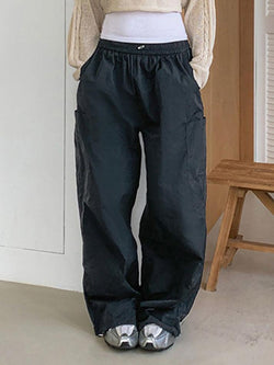 Drawstring Loose Low-Rise Multi-Pocket Cargo Pants - AnotherChill