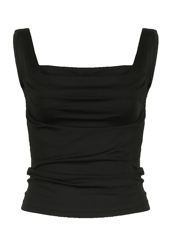 Ruched Square Neck Tank Top - AnotherChill