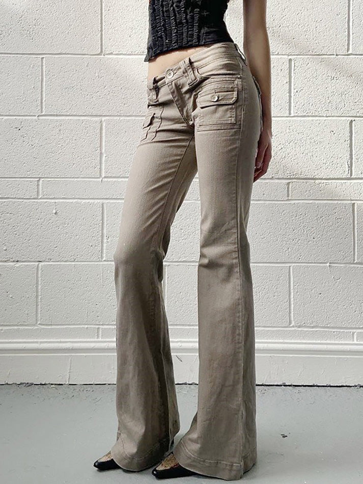 Vintage Low-Rise Pocket Flared Jeans