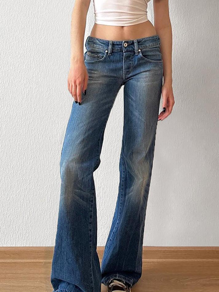 Vintage Low Rise Washed Wide Leg Jeans