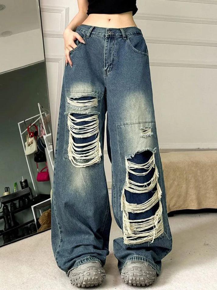 Vintage Ripped High Rise Ripped Jeans - AnotherChill