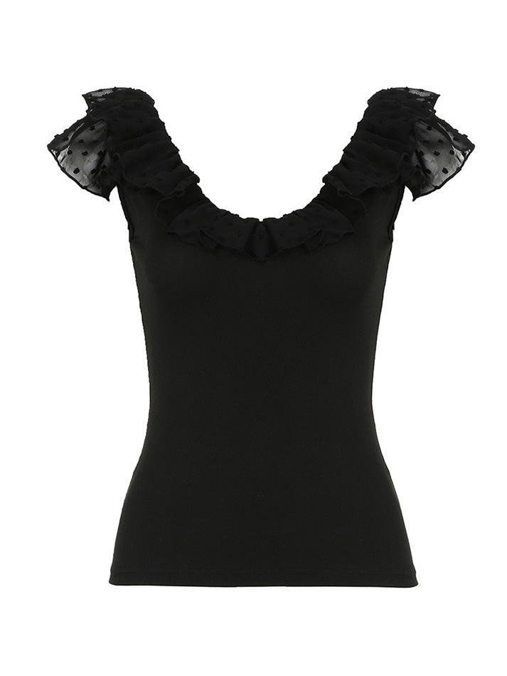 Ruffle V-Neck Flutter Sleeve Tank Top