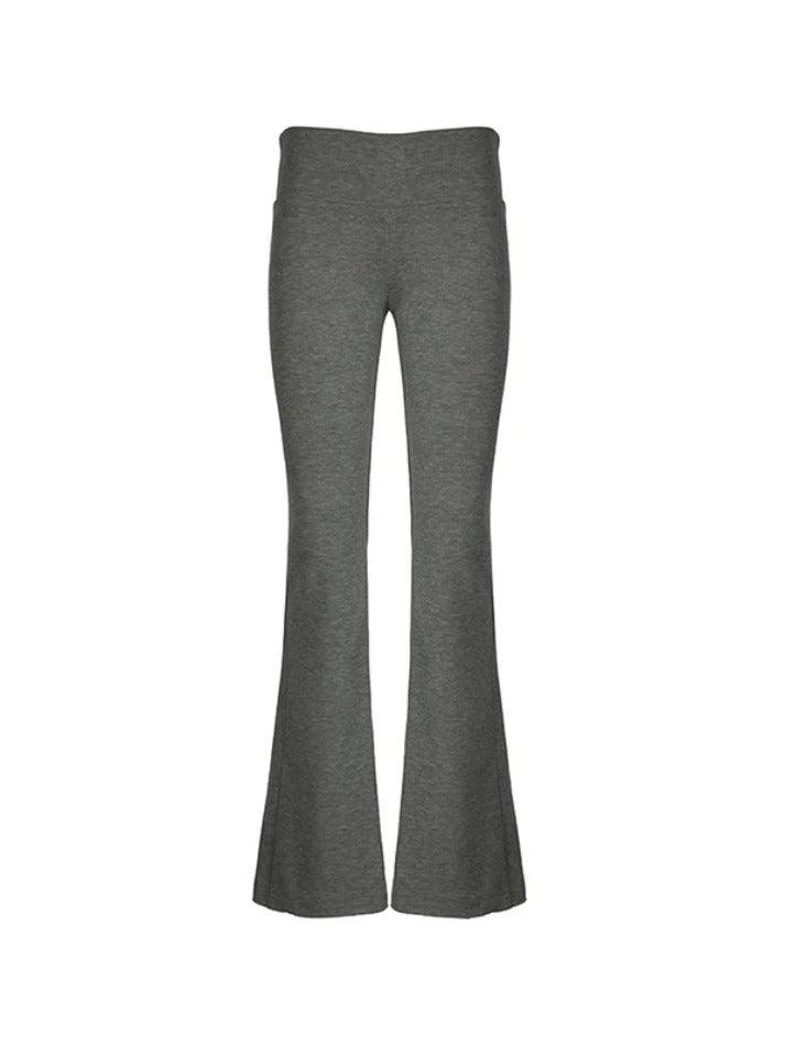 Solid Color Flare Leg Pants - AnotherChill