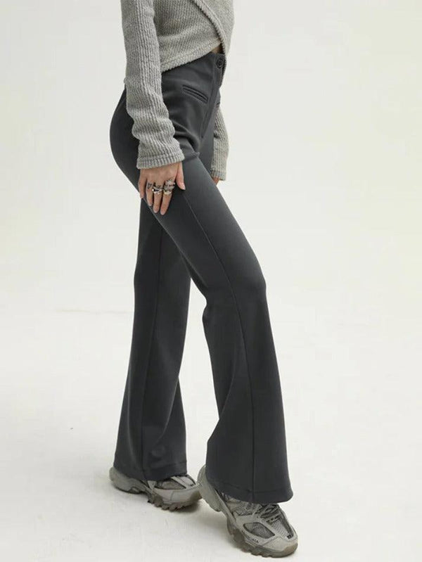 Solid Color High Waist Flare Leg Pants - AnotherChill