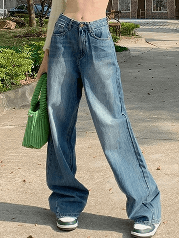 Faded Denim Baggy Boyfriend Jeans - AnotherChill