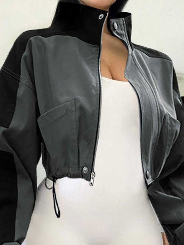 Hip-hop Loose Long Sleeves Zip Up Jacket