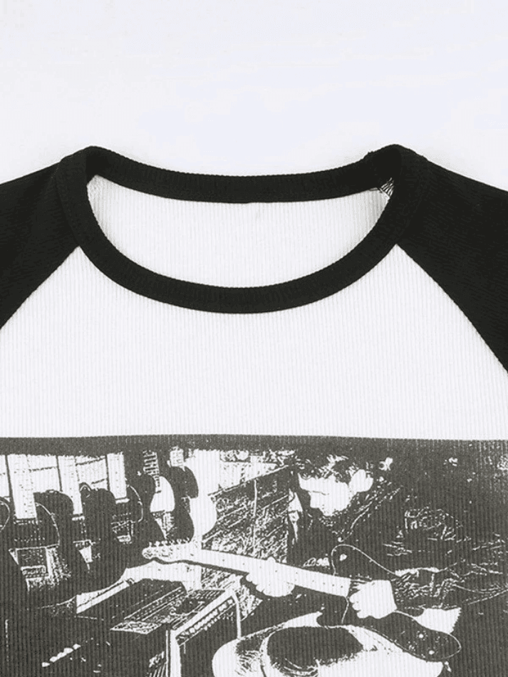 Figure Graphic Raglan Long Sleeve Crop Top - AnotherChill