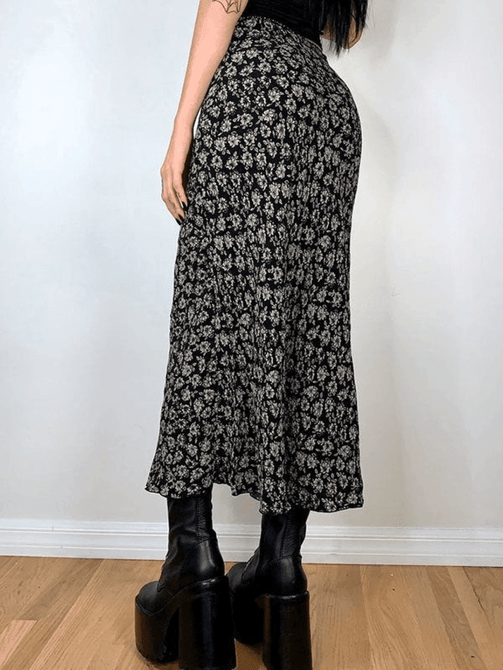 Floral Allover Midi Skirt - AnotherChill