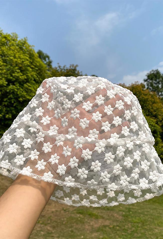 Flower Pattern Lace Bucket Hat - AnotherChill